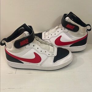 Nike Youth White and Red High-Top Sneakers, Size 5Y